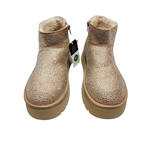 Wild Fable Womens Gold Glitter platforms  Ankle Boots Faux Fur Lining Size 10 - Picture 3 of 11